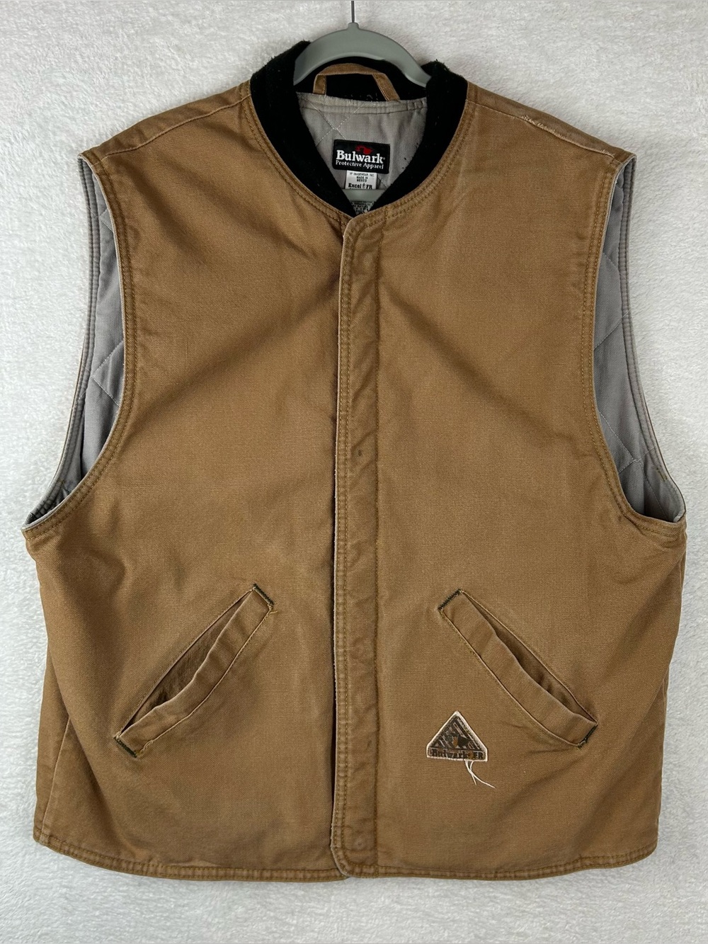 Bulwark FR Flame Resistant Canvas Workwear Jacket Men Size XL Brown Snap Buttons